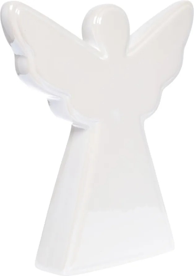 Biela keramická dekorácia Ewax Angel, dĺžka 19 cm