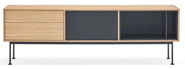 Antracitovosivá TV komoda v dubovom dekore Teulat Yoko