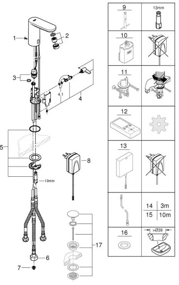GROHE 36324001 - Infračervená elektronická umývadlová batéria EUROSMART COSMOPOLITAN E chróm