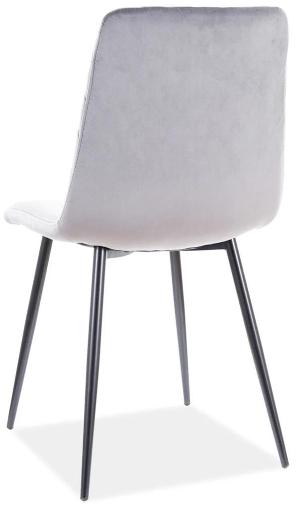 Sivá stolička IRYS VELVET s čiernymi nohami