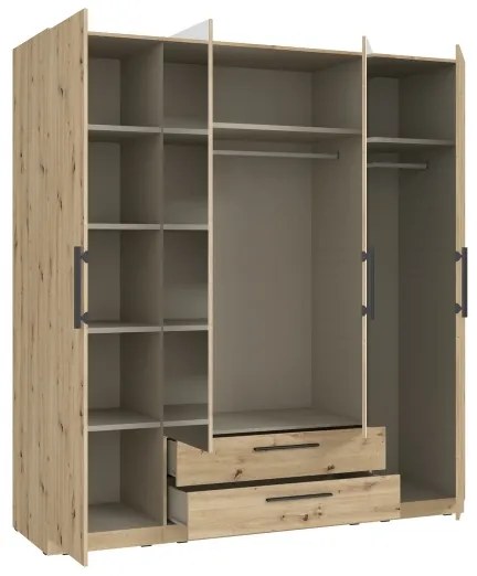 Šatníková skriňa so zrkadlom MARO 200x213 cm dub artisan