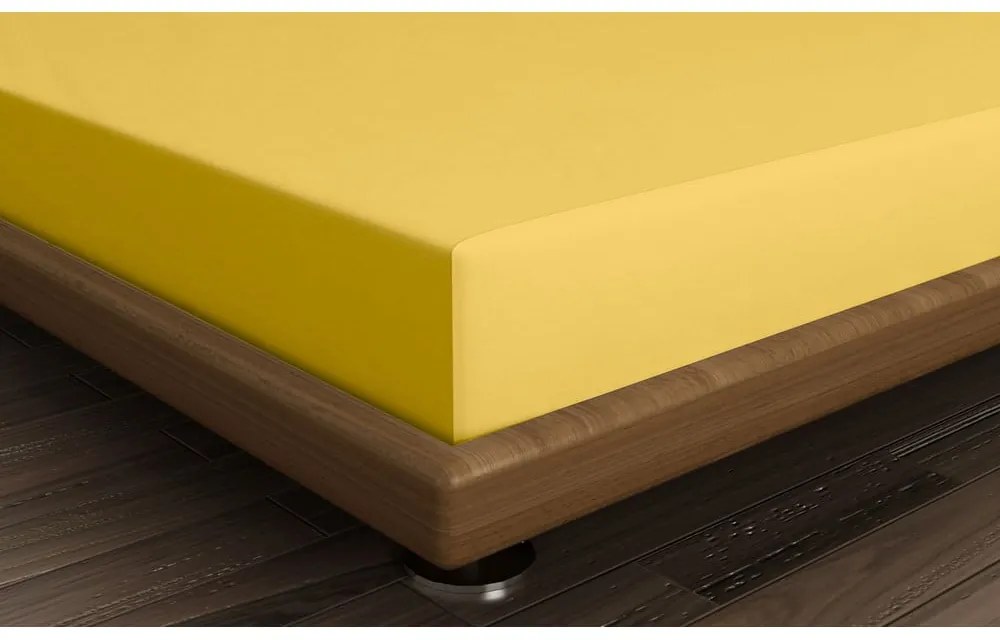 Žltá napínacia bavlnená plachta 140x200 cm – Mijolnir