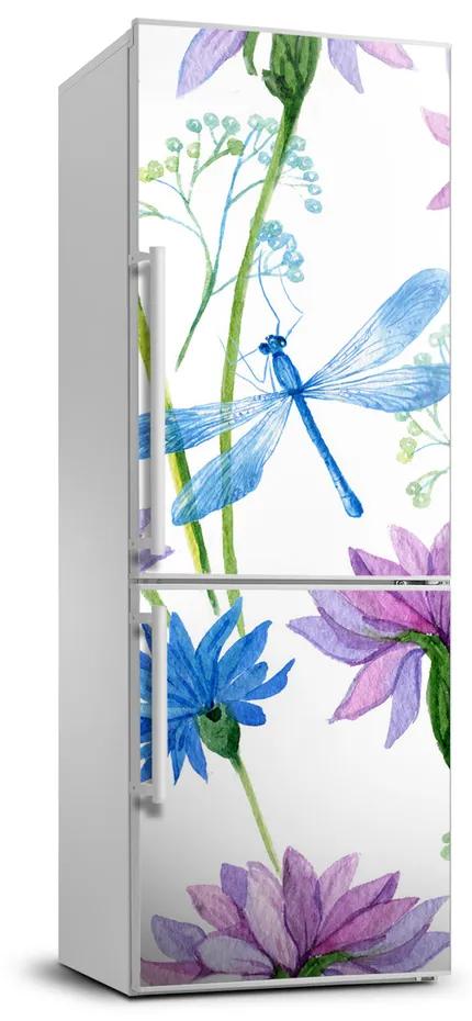 Fototapeta na chladničku Kvety a vážky FridgeStick-70x190-f-98370338