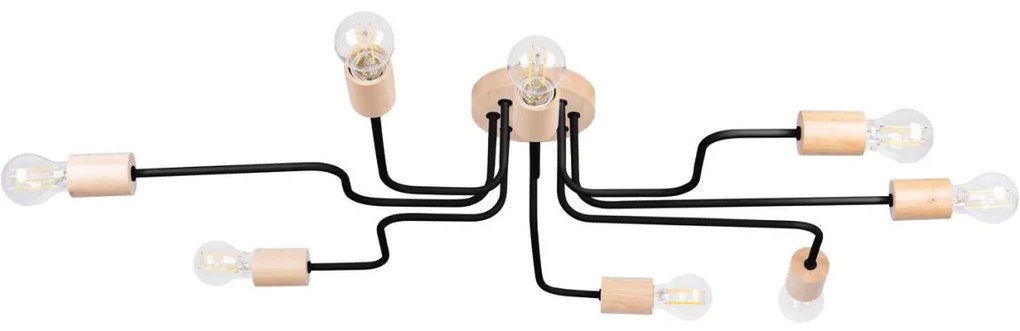 Sollux SL.1671 - Prisadený luster TIMBO 8xE27/15W/230V čierna/béžová/buk