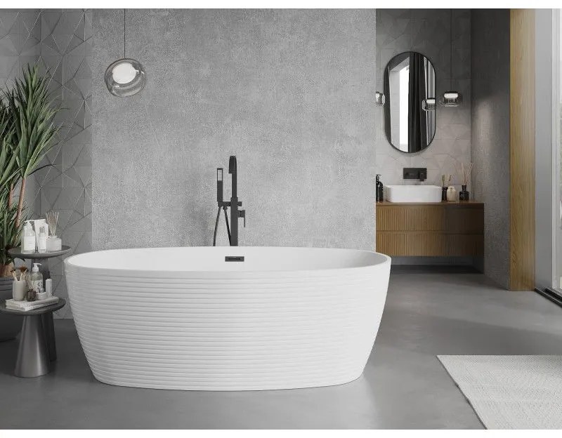 Mexen Lira, voľne stojaca vaňa, vzor, 170 × 80 cm, biela lesklá, čierny prepad, 52831708000-70