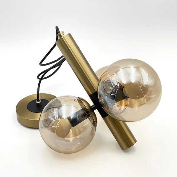 Luster na lanku ROLLO 3xE14/5W/230V zlatá/dymová béžová