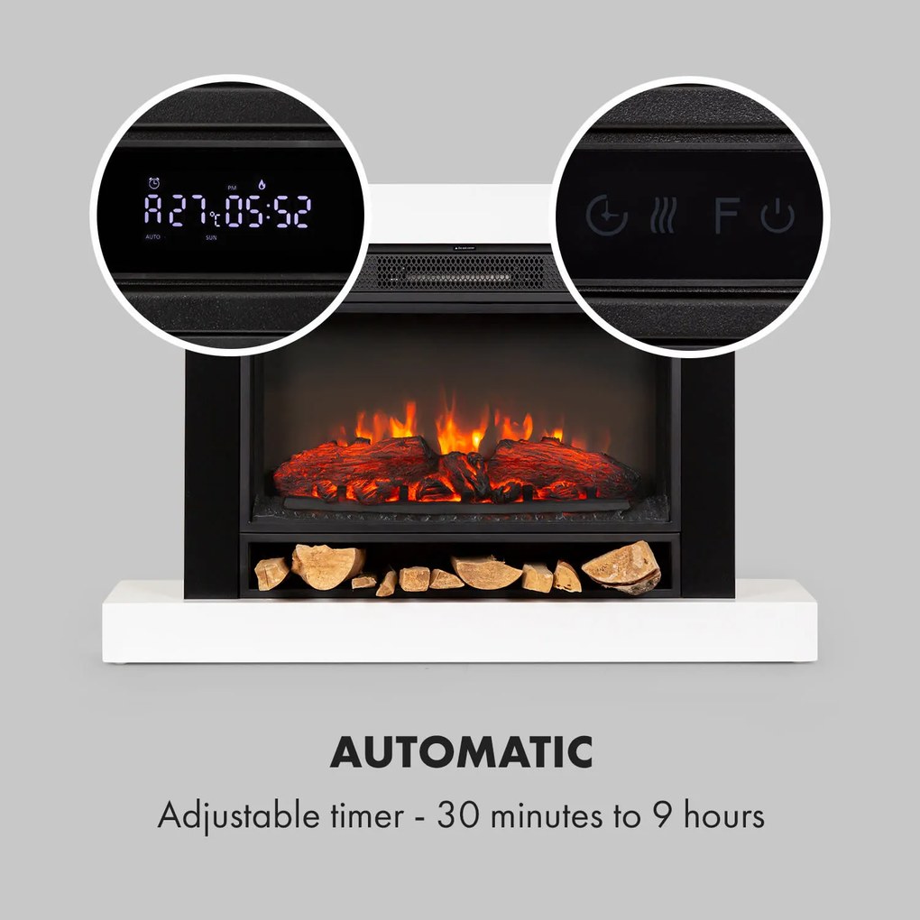 Klarstein Vulsini Hideaway, elektrický krb, 1900 W, LED technológia, diaľkové ovládanie, biely