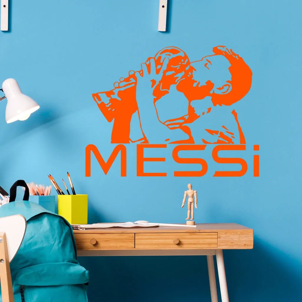 Veselá Stena Samolepka Lionel Messi pohár Farba: béžová, Veľkosť: 100 x 75 cm