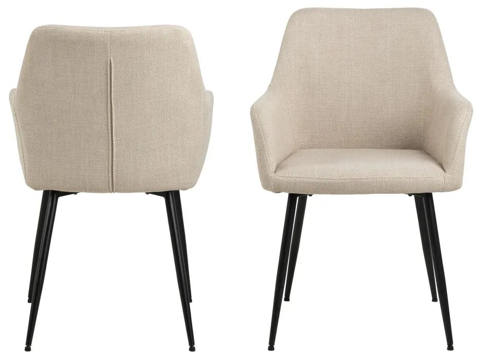 Béžové čalúnené jedálenské kreslá v súprave s podrúčkami 2 ks Lizzy – Actona