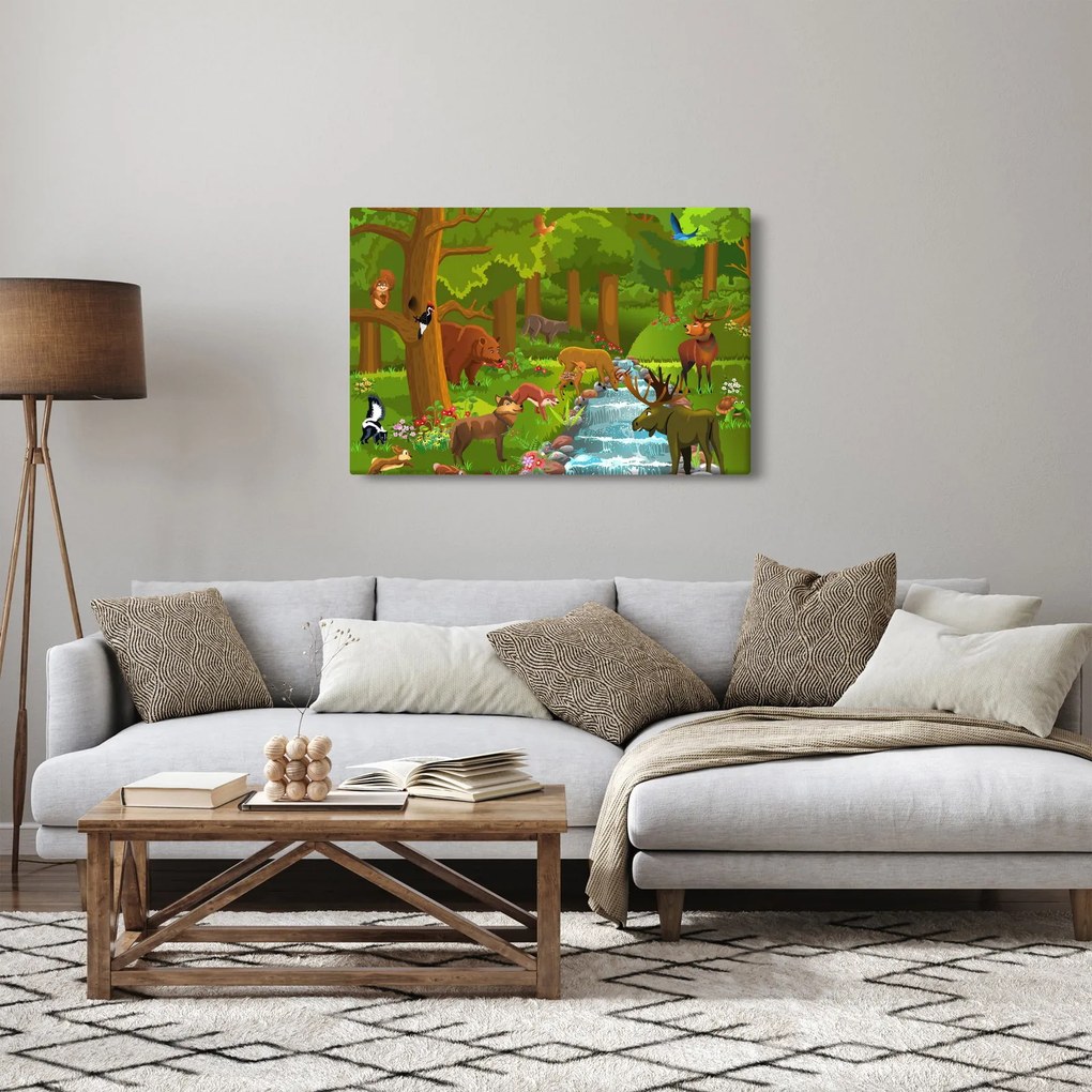 Detský obraz so zvieratkami (90x60 cm)