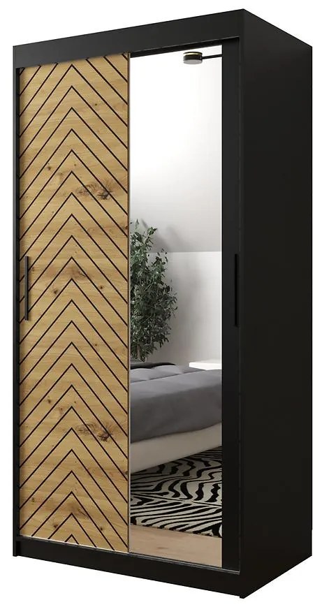 Skriňa Jodełka 2 100 čierna/dub Artisan/čierna