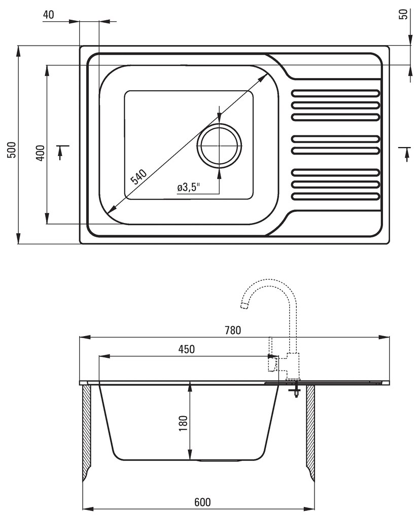 Deante Xylo, nerezový drez na dosku 1-komorový Z/KO 780x500x180 3,5" + sifón, vzor dekor, ZEX_311B