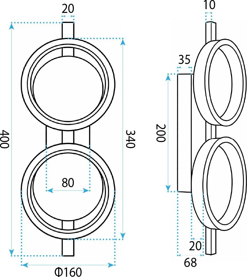 Toolight Toolight, LED nástenné svietidlo, 13W, 4000K, 1500lm, APP1917-W, čierna, OSW-66062