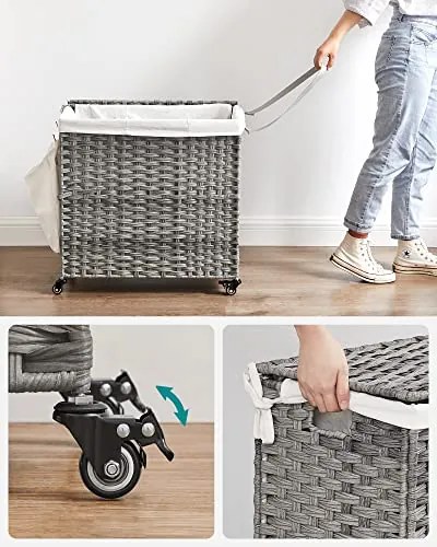 Kôš z umelého ratanu na kolieskach, 66x66x33cm