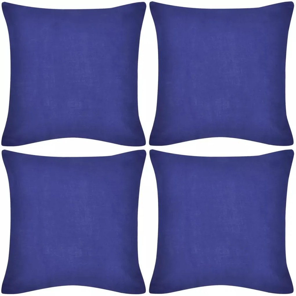 vidaXL Návliečky na vankúše, 4 ks, bavlna, modré, 40 x 40 cm
