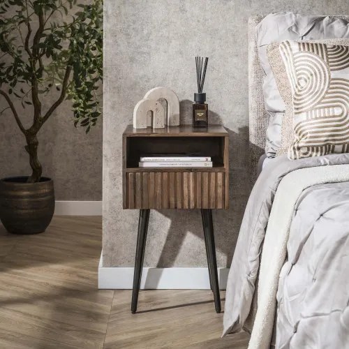 Nočný stolík 30-13 Carve Drevo Acacia - Komfort-nábytok