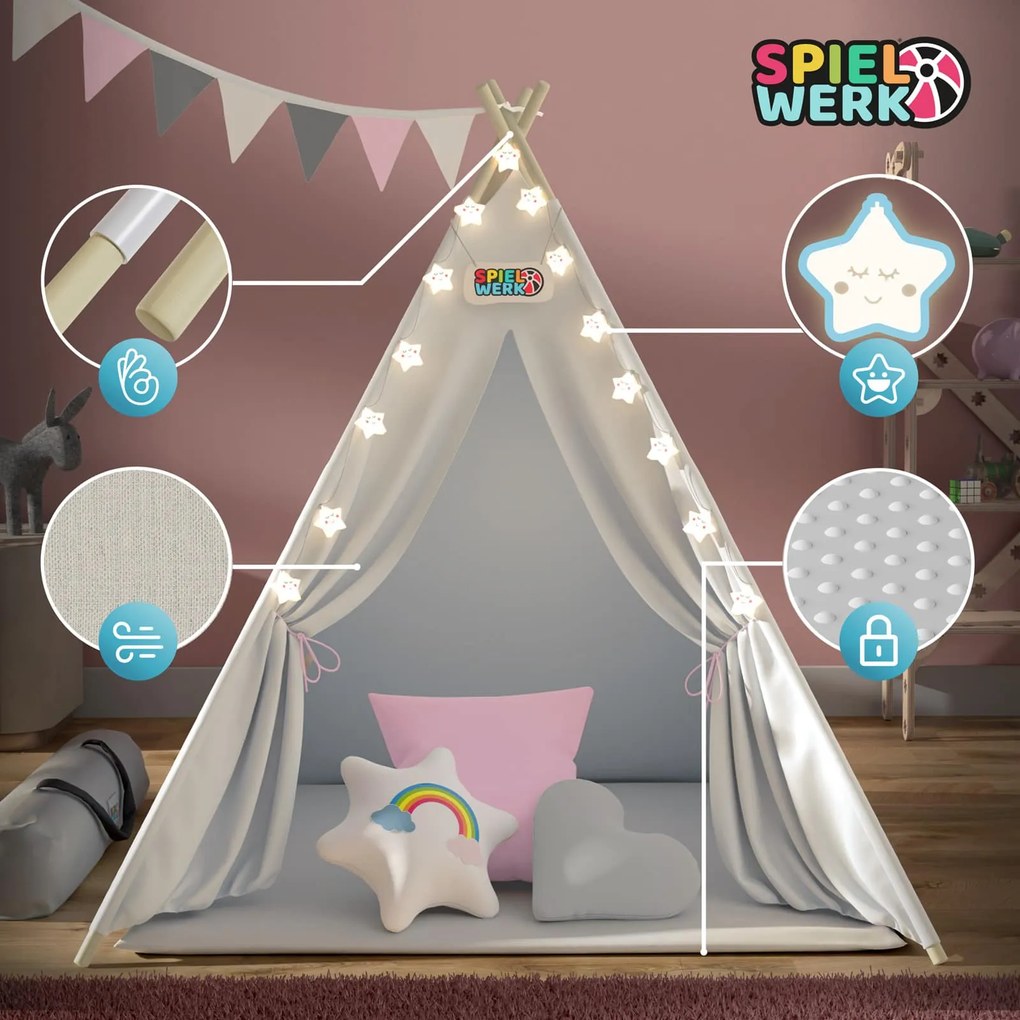 InternetovaZahrada Detský stan Teepee 160x130x130 cm - ružový