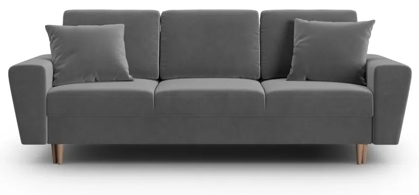 Svetlosivá zamatová rozkladacia/s úložným priestorom pohovka 235 cm Kyoto – Cosmopolitan Design