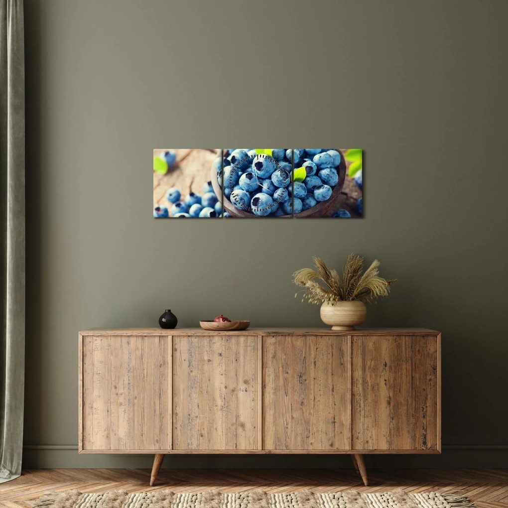 Obraz - Čučoriedky (s hodinami) (90x30 cm)