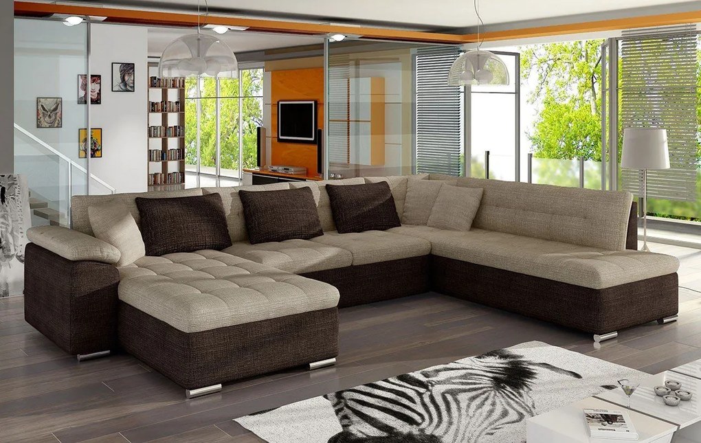 Rohová sedacia súprava Tony Bis, Dostupné poťahy: ekokoža Soft 017 + Lawa 05, Strana: Pravá - U