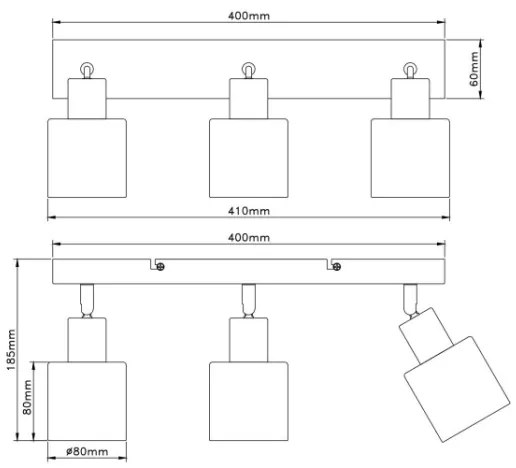 Globo 54114-3 - Bodové svietidlo TRENT 3xE14/25W/230V