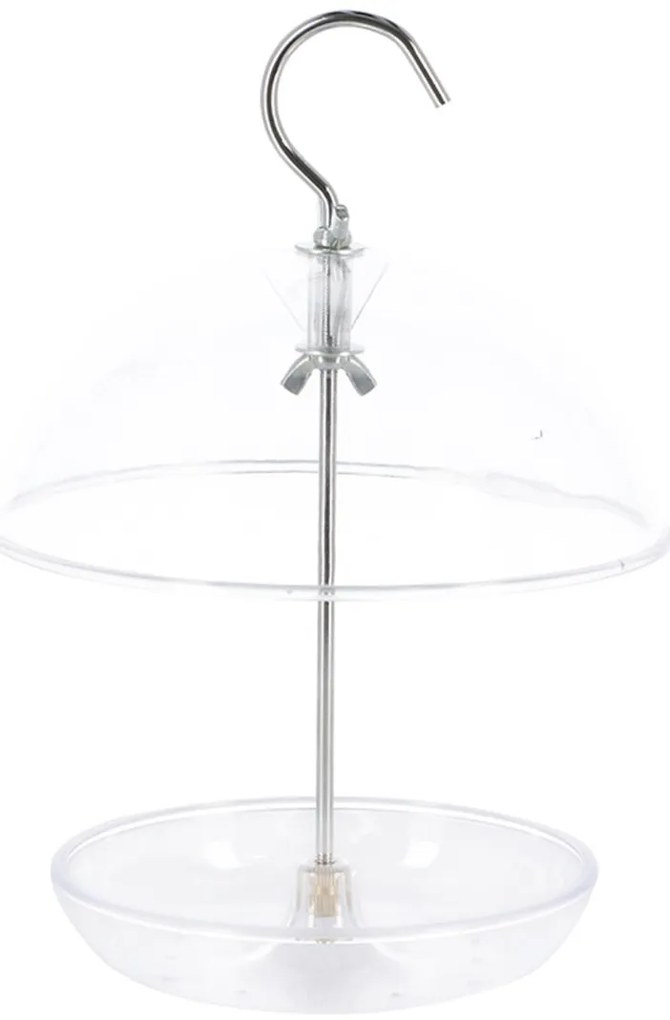 Závesné kŕmidlo pre vtáky Round, 21,5x15,5 cm, plast, transparentná