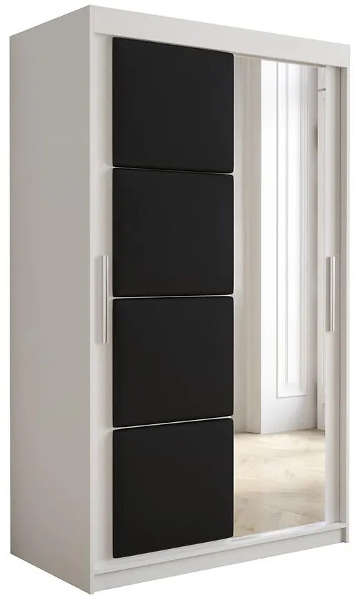 Skriňa Tapi 120 Biely/Čierna ekokoža