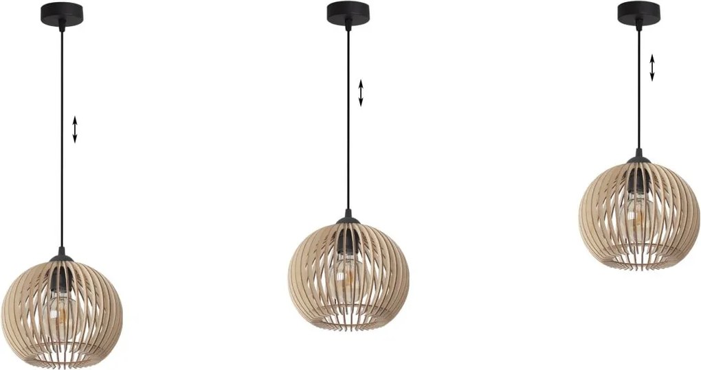 Závesné svietidlo Timber 5, 1x drevené tienidlo