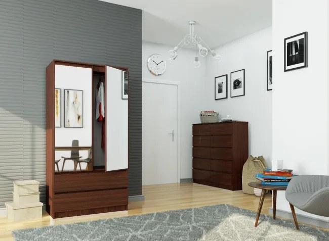 Skriňa S 90 cm 2D 2SZ 2 zrkadlá CLP wenge