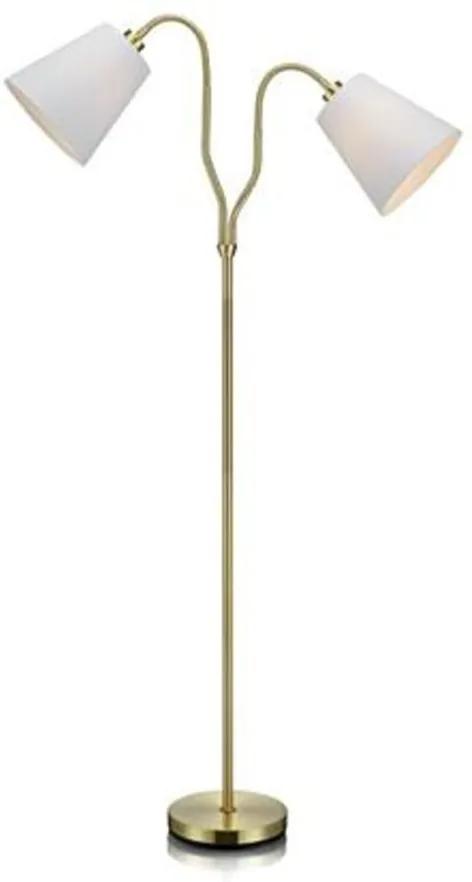Zlatá voľne stojacia lampa s bielymi tienidlami Markslöjd Modena