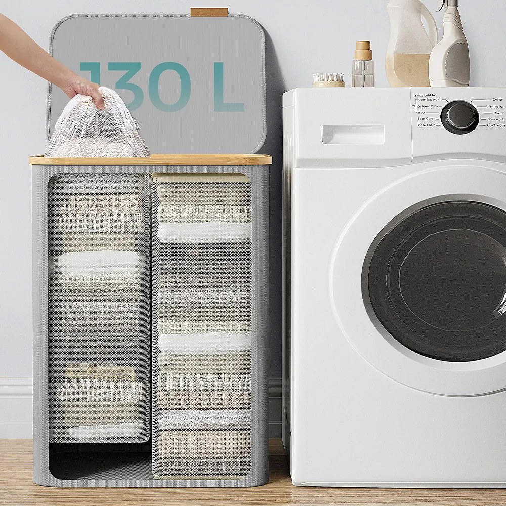 Plastový kôš na bielizeň, sivý