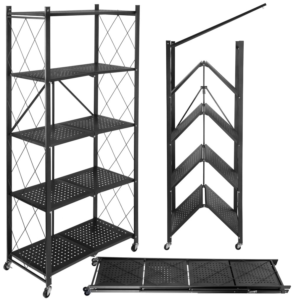 Skladací regál GESTEL s 5 policami čierny