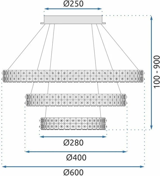 Toolight Toolight, LED stropné svietidlo 60cm, 76W, 4000K, MS008-CP, chrómová, OSW-09618
