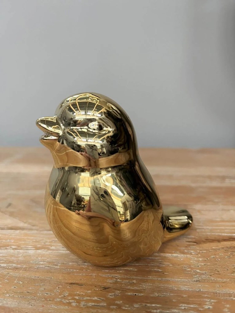 Zlatý keramický vtáčik 7cm
