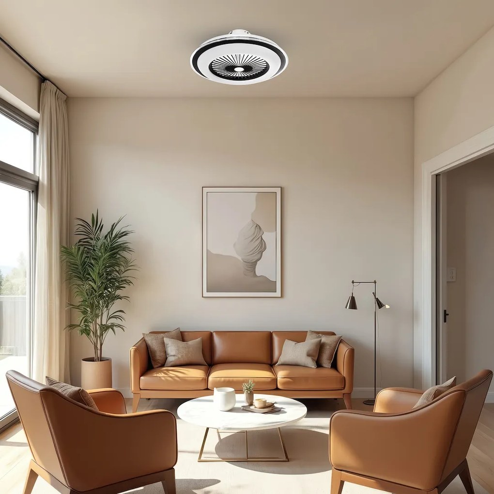 Stropné LED svietidlo Zephyr, 1x LED 48w, 3000-6000k, b, s ventilátorom a ovládačom