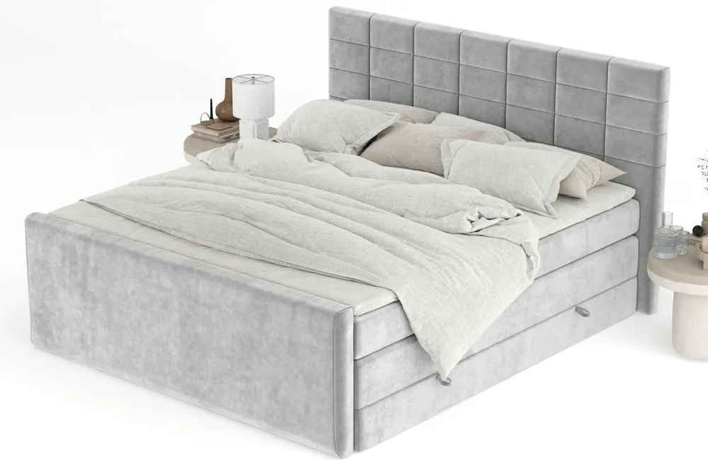 Svetlosivá boxspring posteľ s úložným priestorom 160x200 cm Ava – Maison de Rêve