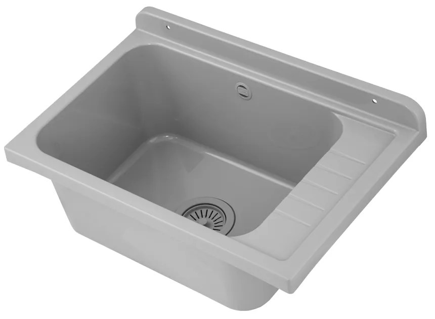 Gamma Selva, univerzálna plastová výlevka 58x38x26,7 cm + sifón, 1-komorová, šedá, GMA-KGS58-G