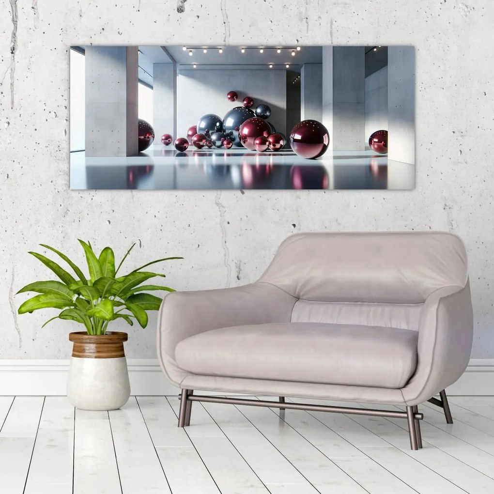 Obraz - 3D priestor s guľami II. (120x50 cm)