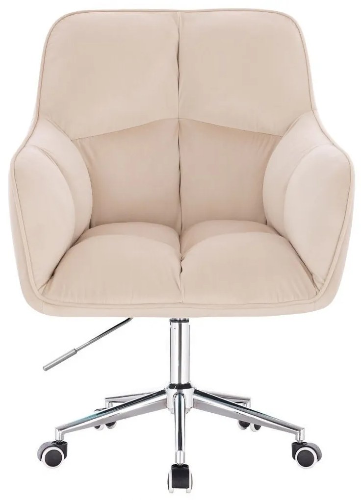 LuxuryForm DESIGN Kreslo AMALFI VELUR na striebornej podstave s kolieskami - krémové