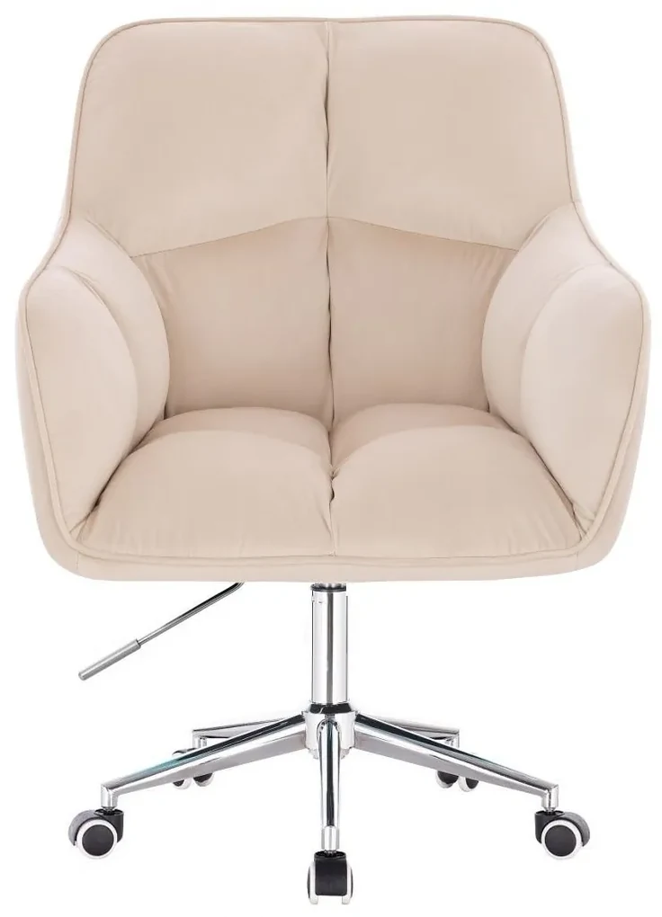 LuxuryForm DESIGN Kreslo AMALFI VELUR na striebornej podstave s kolieskami - krémové