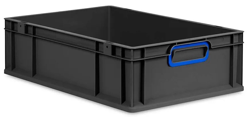 Sada 5 kusov - Eurobox Next Gen 2.0 Cycle - Stohovateľný kontajner s uzavretými rukoväťami - Modrý - 600 x 400 x 170 mm - Antracit