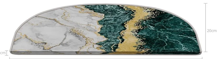 Nášľapy na schody v súprave 16 ks v petrolejovo-krémovej farbe 20x65 cm Golden Marble – Vitaus