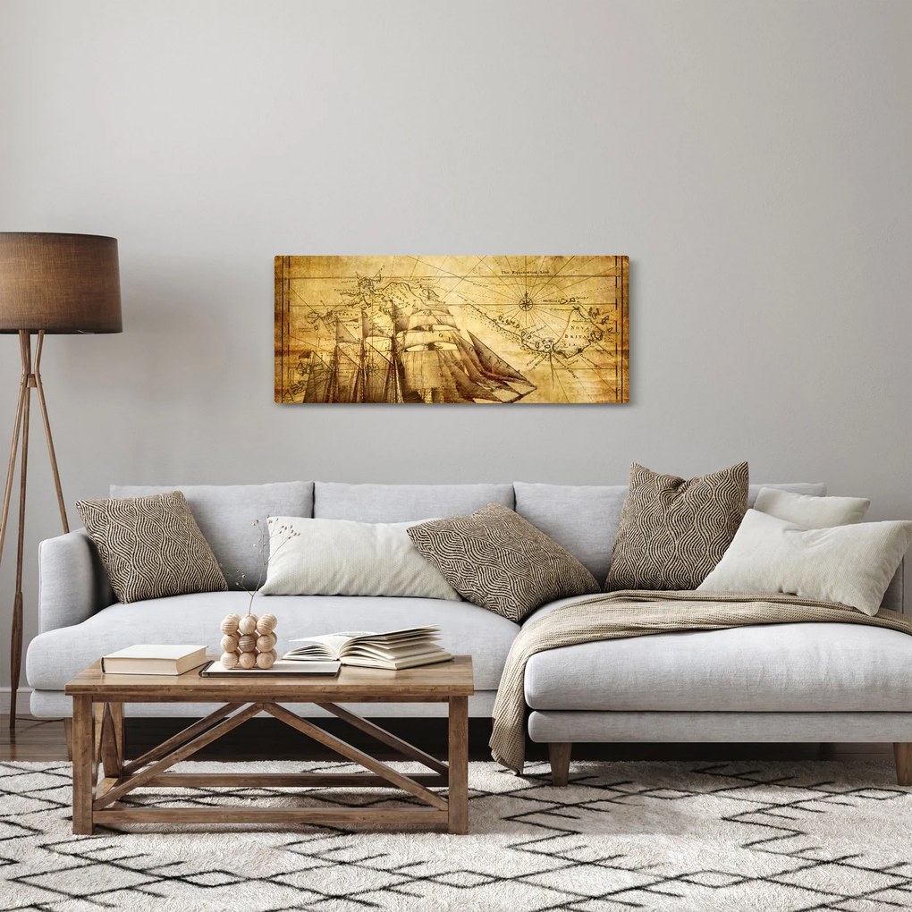 Obraz - Stará mapa (120x50 cm)