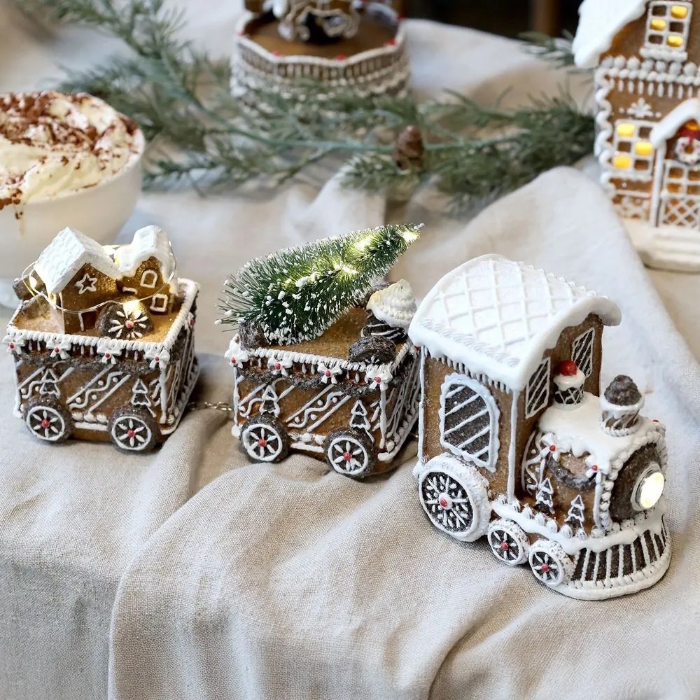 Perníkový vláčik so svetielkami Gingerbread Noël LED - 26*8*11 cm