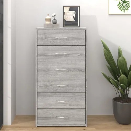 vidaXL Komoda so 6 zásuvkami sivá sonoma 50x34x96 cm spracované drevo-