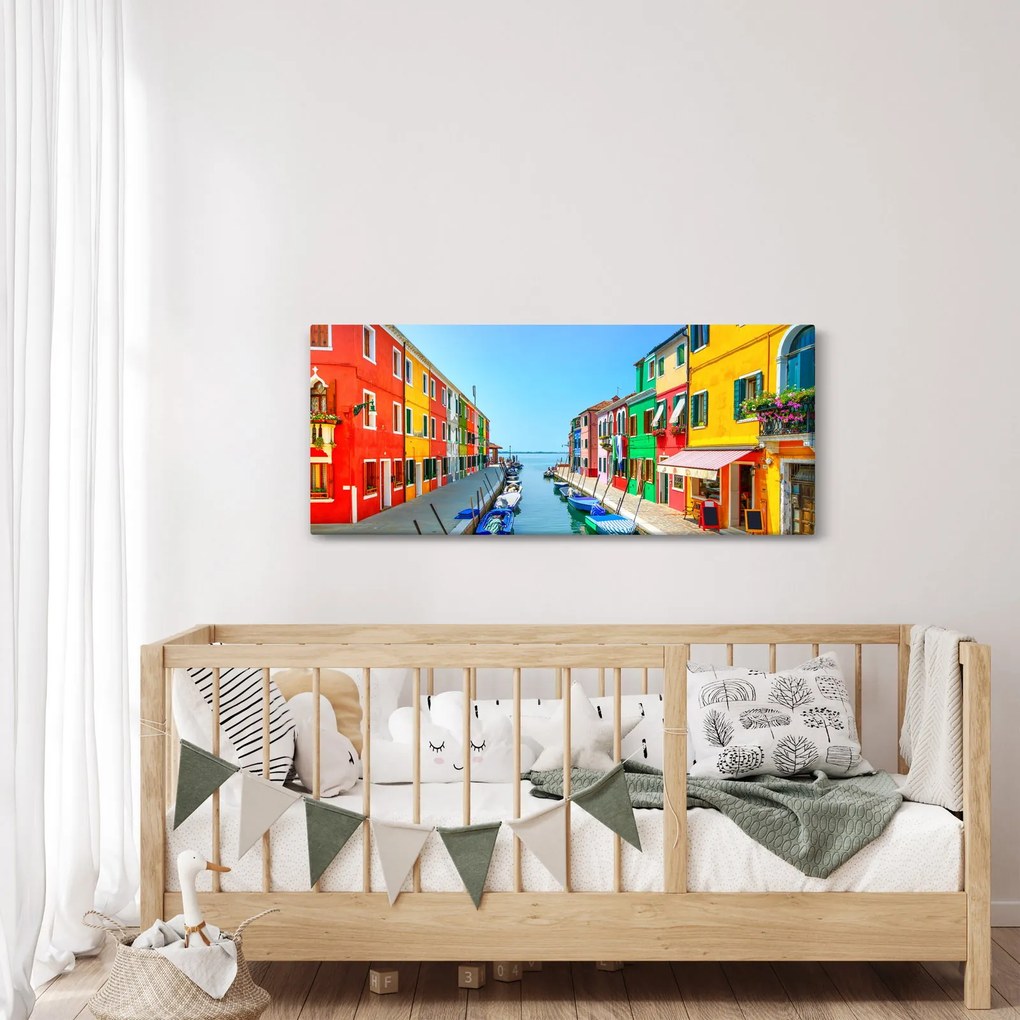 Obraz - Ostrov Burano, Benátky, Taliansko (120x50 cm)