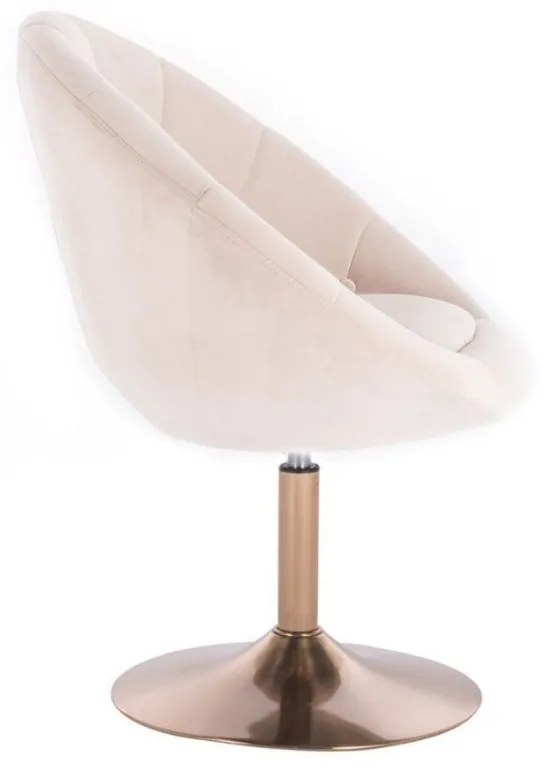 LuxuryForm DESIGN Kreslo VERA VELUR na zlatom tanieri - krémové