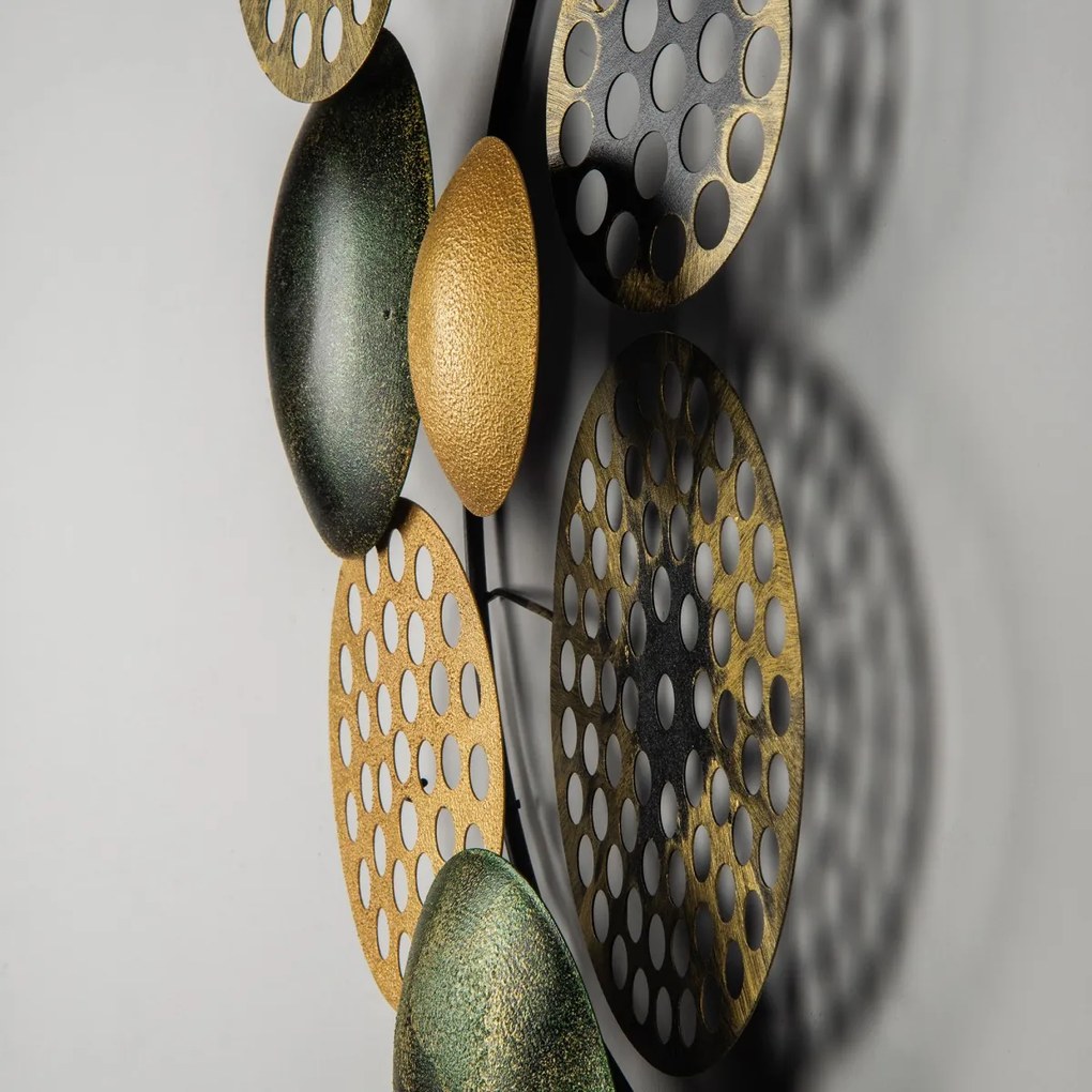 Nástenná kovová dekorácia BUBBLES 90 cm čierna/zlatá