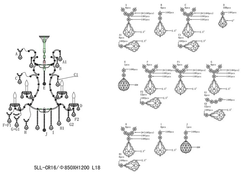 Krištáľ závesné svietidlo Ø85*120