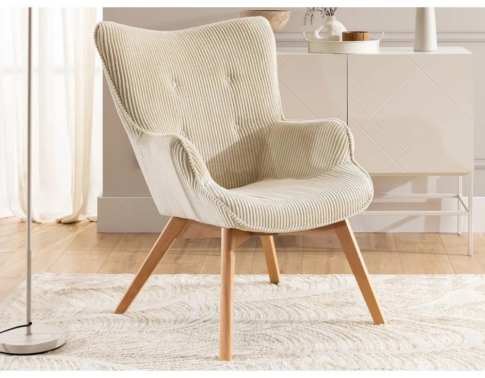 Béžové menčestrové kreslo Niko – Ropez